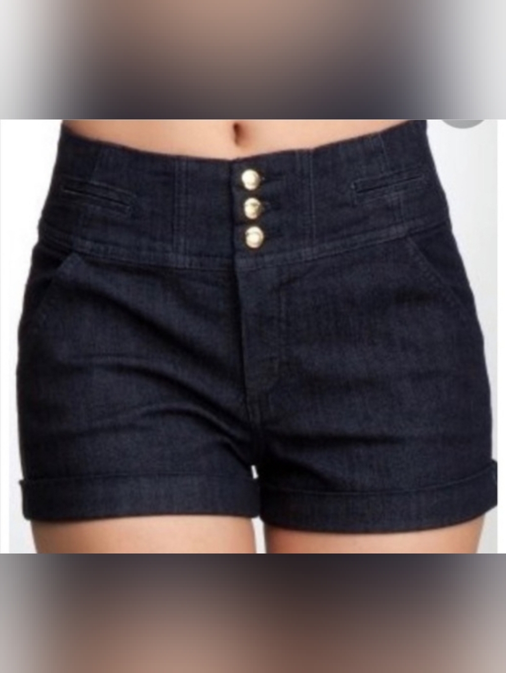 Bebe Blue Highwaist Tuxedo Shorts